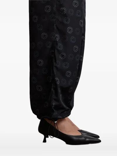 12 Storeez Taffeta Straight-leg Trousers In Black