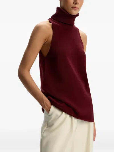 12 Storeez Roll-neck Sleeveless Sweater In Red