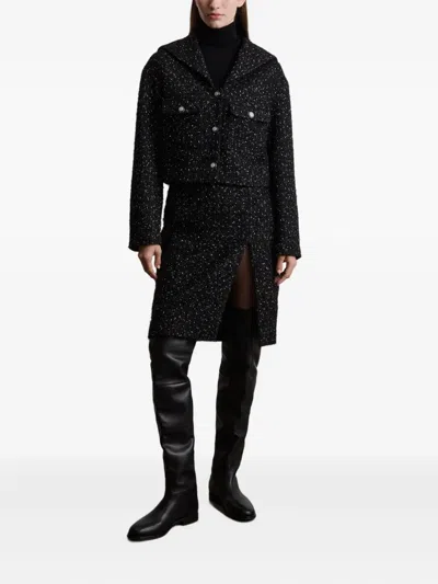 12 Storeez Tweed Slit Skirt In Black