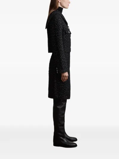 12 Storeez Tweed Slit Skirt In Black