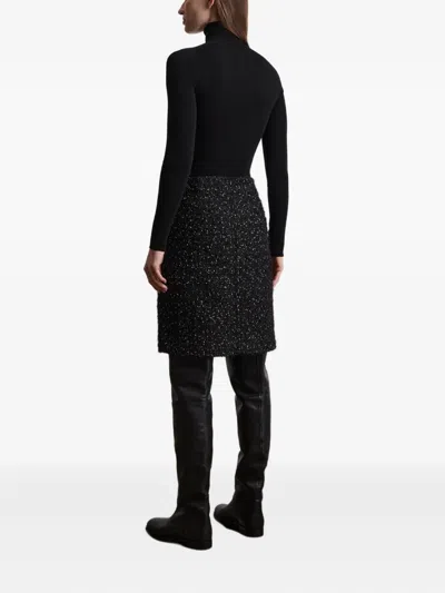 12 Storeez Tweed Slit Skirt In Black