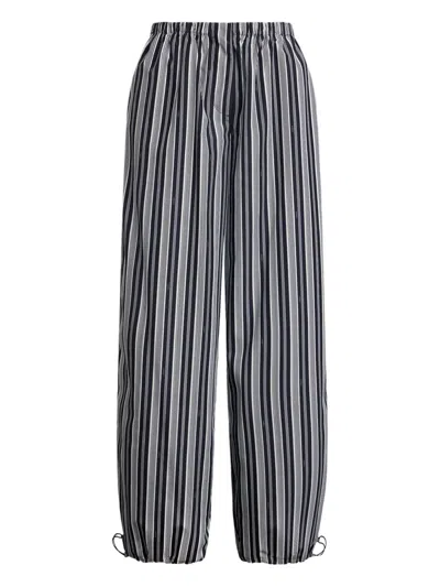12 Storeez Striped Straight-leg Trousers In Black