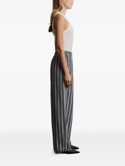 12 Storeez Striped Straight-leg Trousers In Black