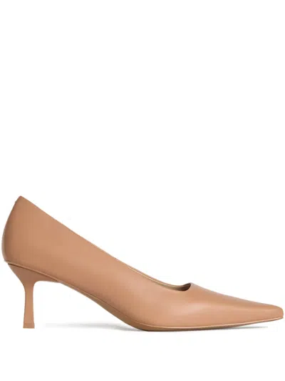 12 Storeez 60mm Leather Heeled Pumps In Neutral