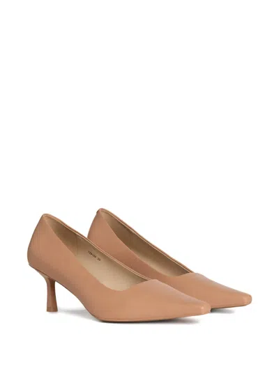 12 Storeez 60mm Leather Heeled Pumps In Neutral