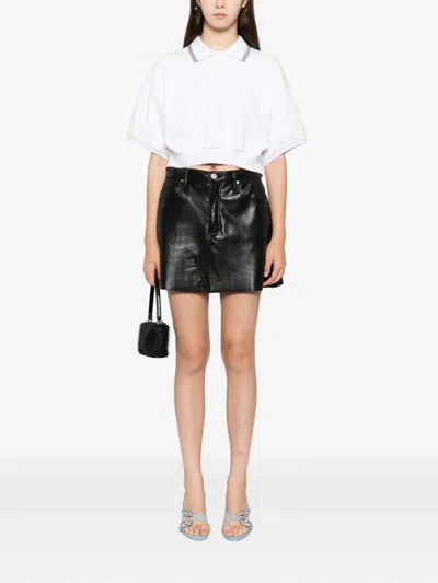Alexander Wang Alexanderwang. T Relaxed Cropped Cinched Polo Top In White