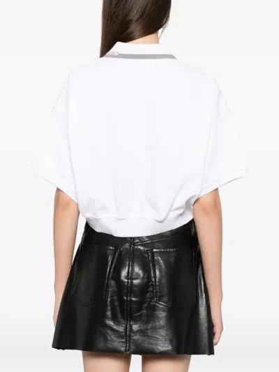 Alexander Wang Alexanderwang. T Relaxed Cropped Cinched Polo Top In White