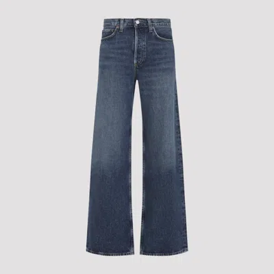Agolde Blue Short Wave Cotton Arc Jeans In Blue