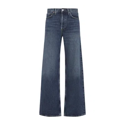 Agolde Blue Short Wave Cotton Arc Jeans In Blue