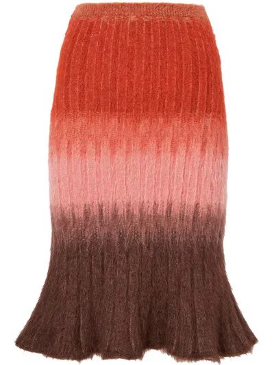 Fendi Gradient Mohair And Wool High-waisted Midi Skirt Clothing In Multi