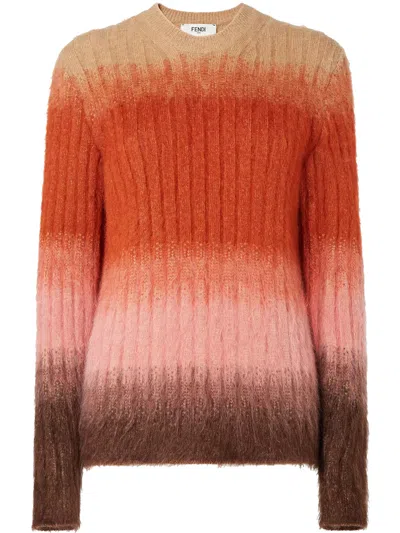 Fendi Gradient Mohair And Wool Fitted Jumper Clothing In Multi