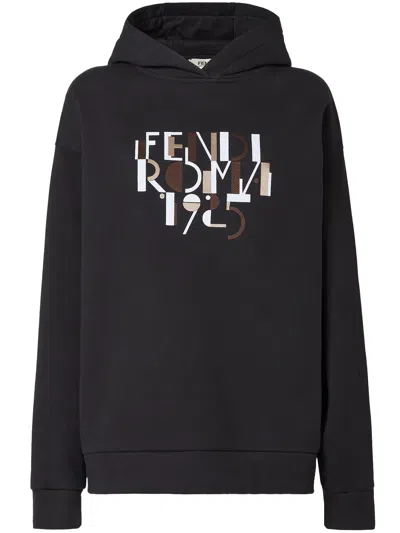 Fendi Women Oversize Cotton Sweatshirt In Black
