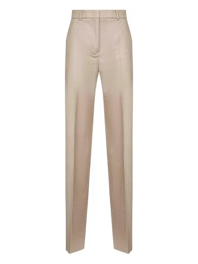 Max Mara Tailored Trousers With Belt Loops And Pockets In Neutral