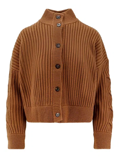 Max Mara Afelio Wool And Cashmere Cardigan In Brown