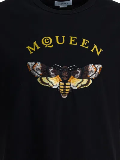 Alexander Mcqueen Moth Embroidery Logo T-shirt In Black