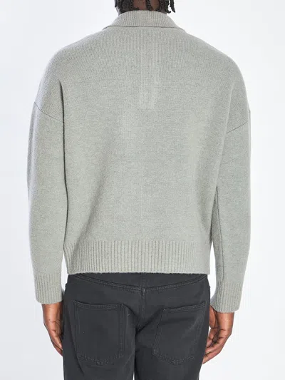 Ami Alexandre Mattiussi Ami Paris Polo Ami De Coeur With Embroidery In Gray