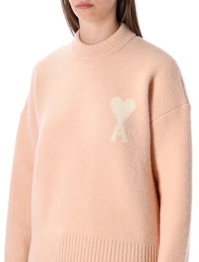 Ami Alexandre Mattiussi Ami Paris Ami Paris Alpaca Ami De Coeur Crewneck Sweater In Pink