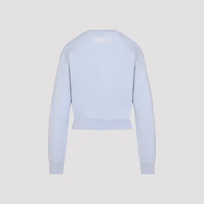 Balenciaga Logo-jacquard Cropped Sweater In Wool Blend In Blue
