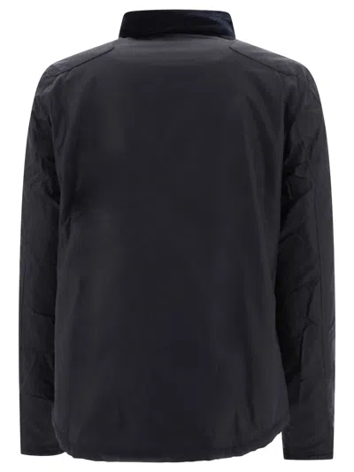 Barbour Collared Waxed Cotton Jacket And Pockets In Black