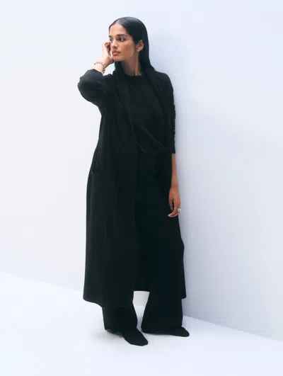 White & Warren Cashmere Robe In Black In Black
