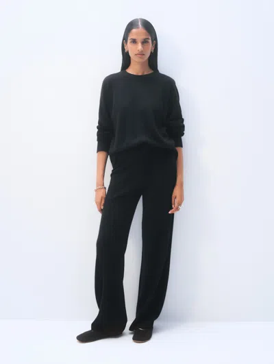 White & Warren Cashmere Wide Leg Pant In Black In Black