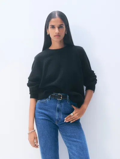 White & Warren Cashmere Easy Sweatshirt In Black In Black