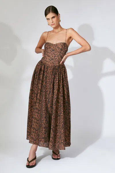 Bardot Estie Printed Maxi Dress In Brown