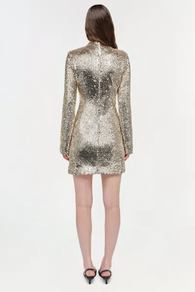 Simkhai Women's Opal Sequin Mini Long Sleeve Dress In Gold In Brown