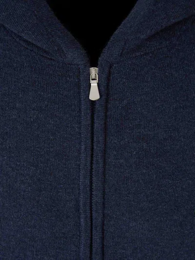 Gran Sasso Ribbed-trim Zip Hoodie In Blue
