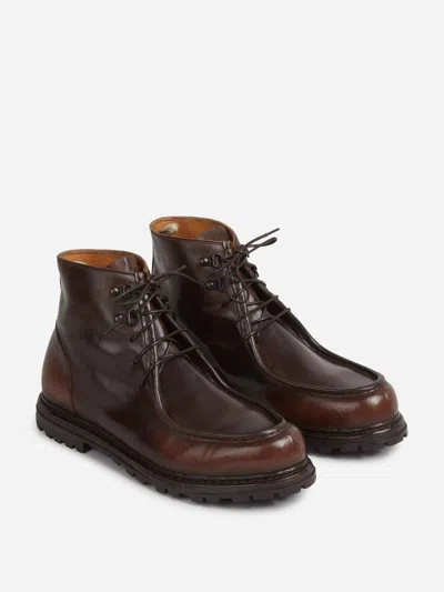 Officine Creative Round-toe Leather Boots In Brown