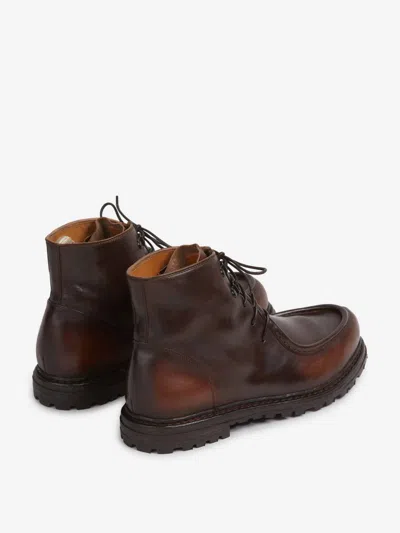 Officine Creative Round-toe Leather Boots In Brown