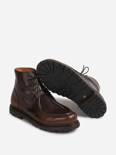 Officine Creative Round-toe Leather Boots In Brown