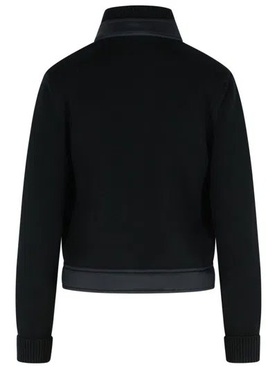 Moncler Grenoble Black Virgin Wool Padded Cardigan In Black