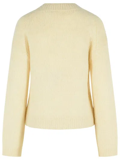 Closed Round-neck Knitted Sweater In Yellow