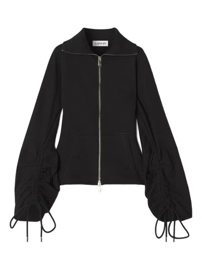 Lanvin Tailored Zip Jacket With High Collar And Pockets In Black