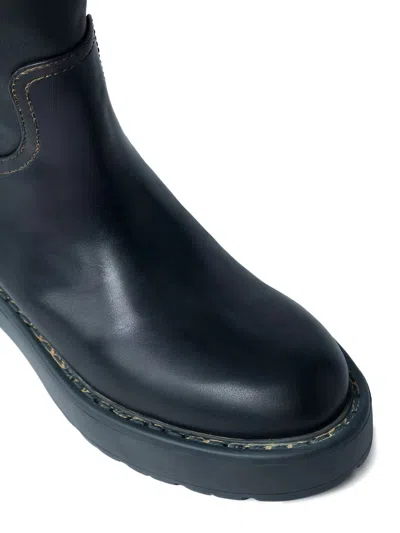Miu Miu Round Toe Block Heel Ankle Boots In Black