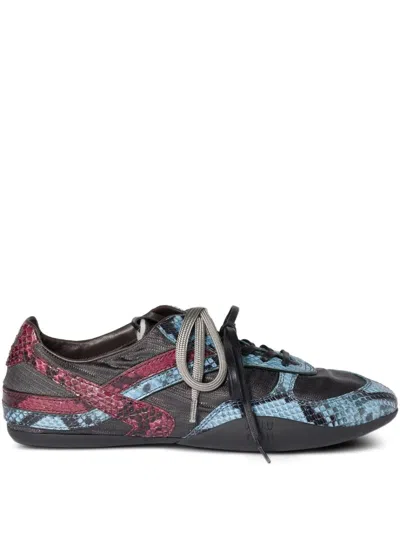 Miu Miu Gymnasium Technical Fabric And Python-print Ayers Leather Sneakers In Multi