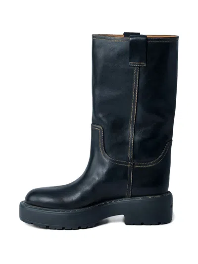Miu Miu Round Toe Block Heel Ankle Boots In Black