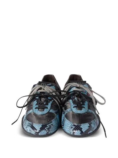 Miu Miu Gymnasium Technical Fabric And Python-print Ayers Leather Sneakers In Multi