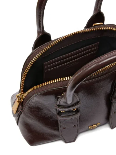 Pinko Escape Bag Small Handbag In Patent-effect Leather In Brown
