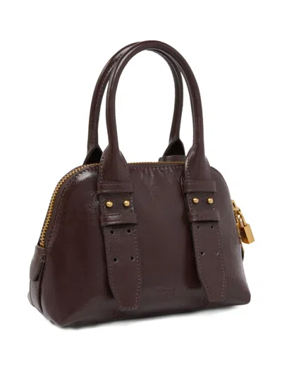 Pinko Escape Bag Small Handbag In Patent-effect Leather In Brown