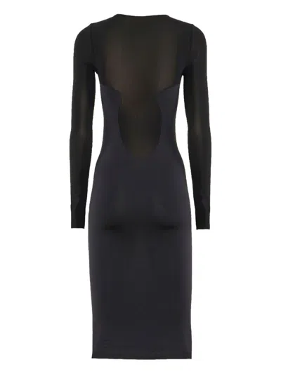 Wolford Sheer-panelled Long-sleeve Dress In Black