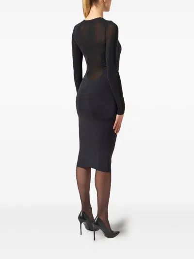 Wolford Sheer-panelled Long-sleeve Dress In Black