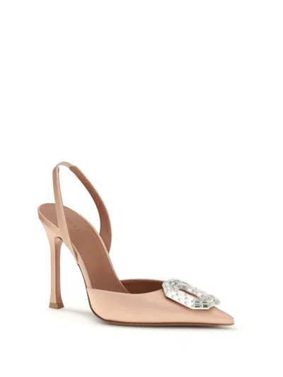 Amina Muaddi Multicolor Calf Leather Bos Taurus High Heel Pumps In Neutral