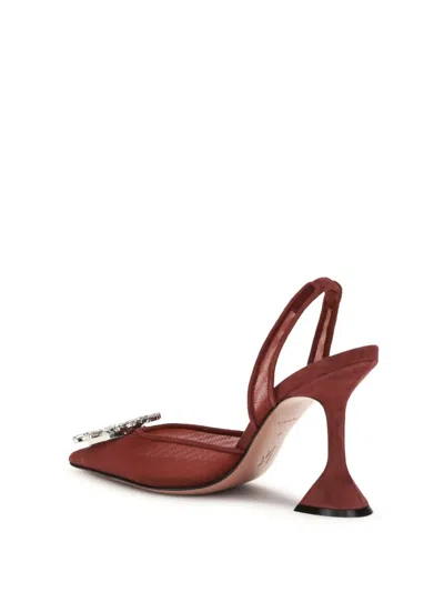 Amina Muaddi 95mm Begum Crystal-embellished Heeled Sandals In Brown