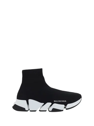 Balenciaga Black Stretch Fabric Speed 2.0 Sneakers In Black