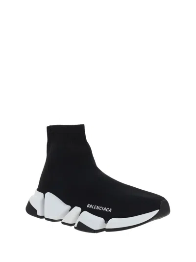 Balenciaga Black Stretch Fabric Speed 2.0 Sneakers In Black