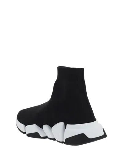 Balenciaga Black Stretch Fabric Speed 2.0 Sneakers In Black
