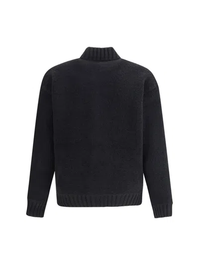 Laneus Black Merino Wool Bomber In Black