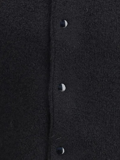 Laneus Black Merino Wool Bomber In Black
